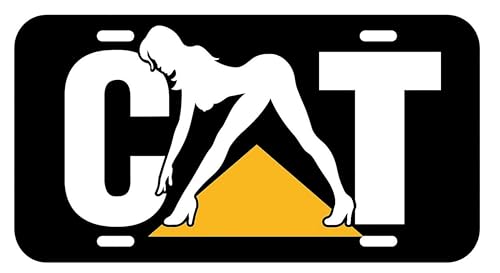 Funny Black Decorative License Plates for Caterpillar Cat Fan Beautiful Sexy Girl for Playboy Garage Decor for Men Decorative Tablet 020925DLP-4-58
