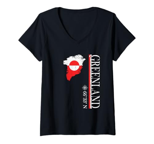 Womens Greenland - Nordic Adventure - Greenland Flag Souvenir V-Neck T-Shirt