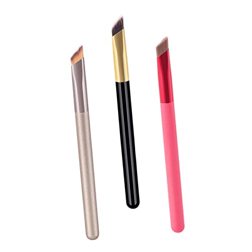minkissy 3 Piezas Brocha De Maquillaje Para Cejas Brocha Para Rubor Peine Separador Equipo Gel Latigazos Resaltador Cepillo De Pelo Redondo Para Secar Con Secador Paleta Mango De Madera