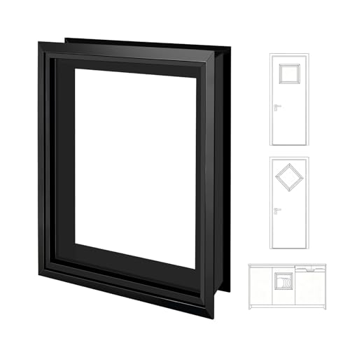 DRKSBesto 12.6 x 12.6 Window Frame Kit with Glass Black Garage Door Window Inserts Door Glass Inserts Replacement Windows for Doors Windows Garages Cabinets