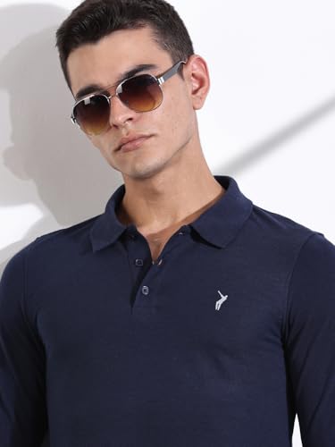 Image of Thomas Scott Men's | Solid | Full Sleeve | Regular Fit | Cotton Blend | Polo Collar | Casual Tshirt