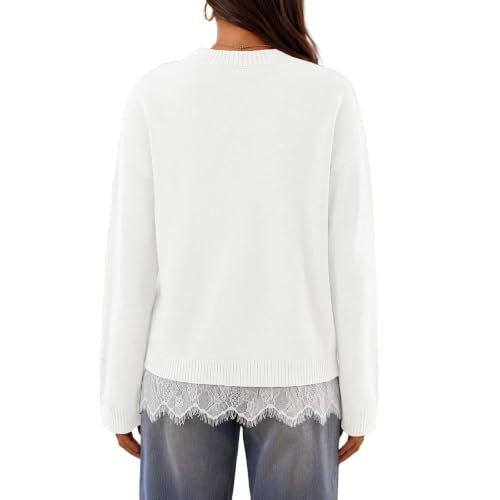 Lightweight Sweaters for Women Lace Trim Hem Long Sleeve Lightweight Tops - image 4