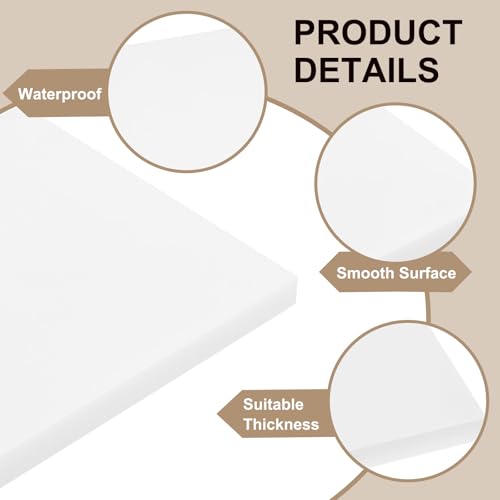 Image of MECCANIXITY UHMW Sheets, Hard Ultra High Molecular Weight Polyethylene Sheets Plastic Sheet, 5 inch x 7 inch x 3 /8, White