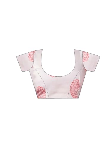 Image of Satrani Women's Chanderi Cotton Printed Ready To Wear One Minute Pre Pleated Readymade Saree with Unstitched Blouse Piece