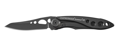 LEATHERMAN Skeletool KB - Navaja de bolsillo negra con hoja de acero inoxidable y abridor de botellas, ligera, compacta