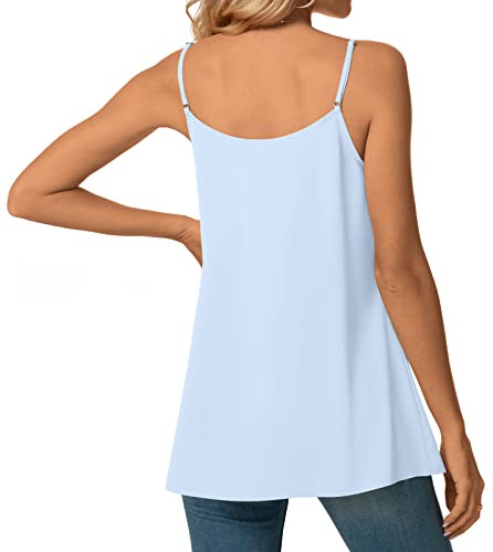 Netsmile Womens Summer Tank Tops Adjustable Spaghetti Strap Camisole Sleeveless Casual Tunic L, Light Blue #TOP2