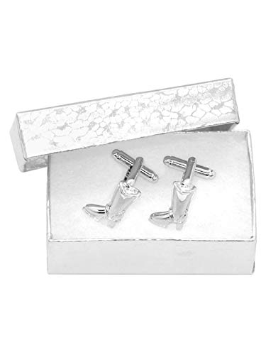 Mancuernillas de Hombre en Tono Plateado Botas Vaqueras miniatura 2