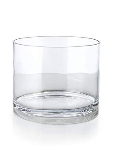 Serene Spaces Living Clear Glass Cylinder Vase, Use for Floral Arrangements or as Candle Holder, Cylindrical Shape Offers Endless Design Options, Measures 8