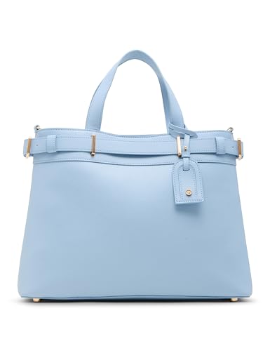Anne Klein Womens Belted Satchel with Convertible Strap, Cloud Blue