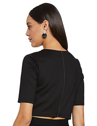 Image of RIVER Namrata Joshipura Solid Premium Designer Women's Crop Top with Embroidery RS2NJTP313A Black