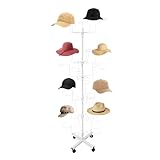 QUIOTUIR Hutständer mit 6 Ebenen mit Rollen, Kapazität 30 Hüte, aus Eisen, mehrschichtig, für Häuser, Geschäfte, Bekleidungsgeschäfte, Geschenkgeschäfte