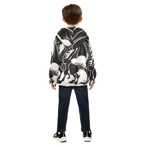Dragon Silhouette Girls Fleece Jacket Girls Fall Jacket Girls Zip Up Hoodie Girls Sherpa Jacket 2-10T4