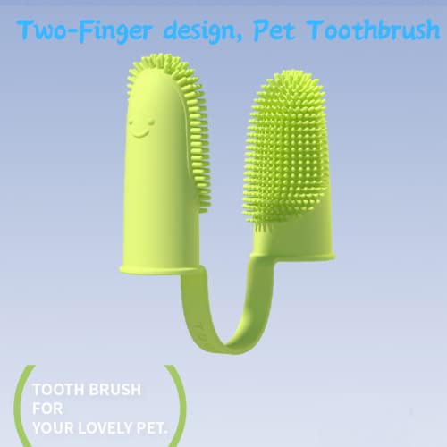 Image of 2 Pack Dog & Cat Toothbrush, Finger Toothbrush Kit,135ºSurround Fine Soft Bristles,Double-Finger Toothbrush Dental Care, Easy Teeth Cleaning for Dogs,Puppies, Cats and Small Pets