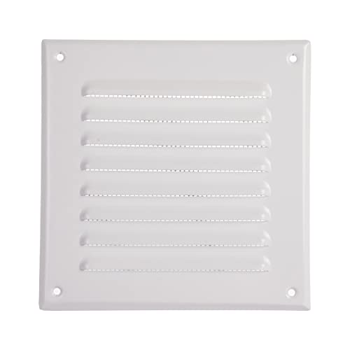 Vent Systems 5''x5'' pollici - Bianco - Copertura per presa d'aria in metallo - Griglia di ventilazione per intradosso quadrata - Copertura per griglia - Zanzariera incorporata - Prese d'aria HVAC per