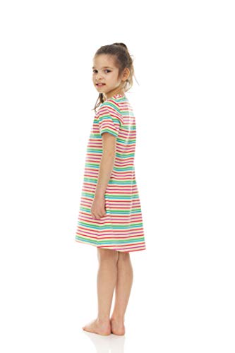 Brix Girls' Short Sleeve Striped Nightgown – Super Soft Comfort Cotton Striped Nightshirt Pajamas.3