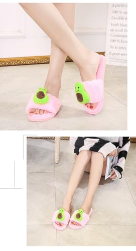 Avocado Fuzzy Fluffy Slippers for Women - Warm Fruit Slippers, Cute Non-Slip Indoor/Outdoor Slides3