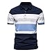 Produktbild Riou Polo Shirts Herren Slim Fit, T Shirts Männer Poloshirt Kurzarm Casual Basic T-Shirt Gestreift Patchwork Polokragen Polohemd Knöpfe Design Halbe Mode Persönlichkeit Tee (L, Blau)