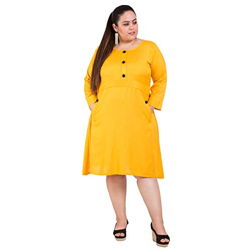Buy Fazzn Women's A-Line Plus Size Rayon Dress (Yellow) (FBWW39_10XL) at  Amazon.in