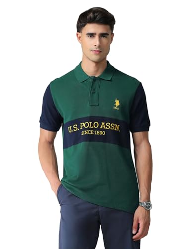 Image of U.S. POLO ASSN. Solid Slim Fit Polo T Shirts for Men - 100% Cotton, Half Sleeves Mens Tshirt