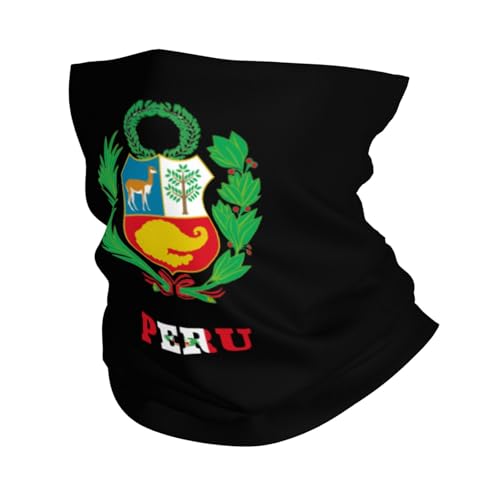 Peru Peruvian National Emblem Balaclava Bandana Neck Gaiter Face Mask for Men Women Shield Scarf Face Mask Seamless Uv Protection for Motorcycle Cycling Riding Running Headbands White