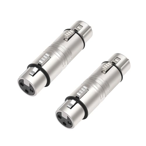 SQWRWY XLR Female to Female Adapter (2-Pack) - Nickel-Plated 3-Pin Microphone Connector Coupler for Professional Audio Equipment, Studio & Live Sound