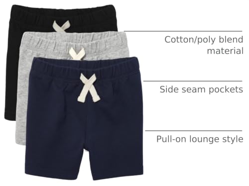 The Children's Place baby boys And Toddler French Terry Shorts, Black/Smoke Gray/New Navy 3 Pack, 12-18 Months US - image 4