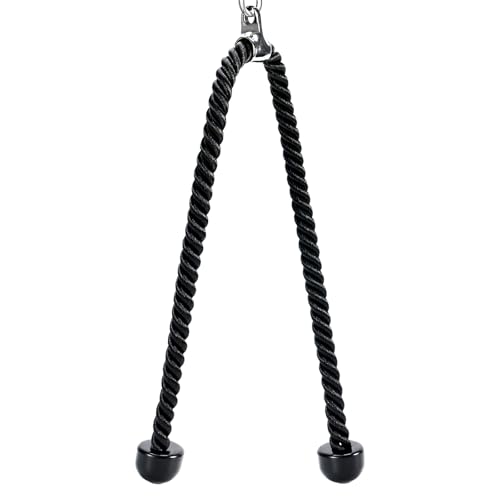 Warmroom Long Tricep Pull Down Rope Exercise Tricep Rope 55 inch Pull Down Rope with Latch Gym Cable Machine Accessories