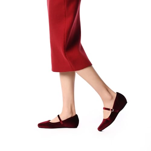 Image of Cusolemore Mary Jane Flat Shoes with Arch Support and Hidden Wedge Heel, Women Ballet Flats, Mary Jane Flats, Comfortable Dress Shoes