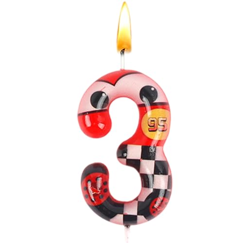 Bougies Anniversaire Car, Bougies 3 Ans Car, 3D Bougie pour Gâteau Car, Decoration Gateau, Garçons et Filles, Fournitures de Fête, pour Fête D'enfants,...