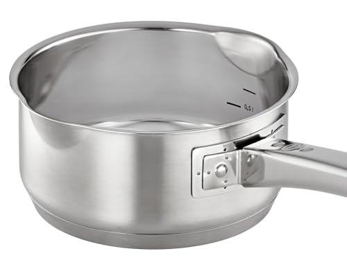 Foto von RÖSLE EXPERTISO Stielkasserolle, Hochwertiger Universaltopf aus Edelstahl 18/10, 16 cm, Edelstahlgriff, Innenskalierung, induktionsgeeignet, spülmaschinengeeignet, Silberfarben