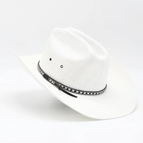 Image of Straw Cowboy Hat, Cattleman Crease 4.1 inch Wide Brim Western | Unisex design, shapeable wide brim, breathable cowgirl style, gift box included, 2 sizes