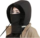 WYLFYJP Verdickte Thermomütze mit Plüschfutter und Gesichtsmaske for Damen Herren, Ski-Wintermützen gegen Kälte for(Black Color)