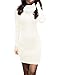 v28 Women Cowl Neck Knit Stretchable Elasticity Long Sleeve Slim Fit Sweater Dress (2-8,Cream White)