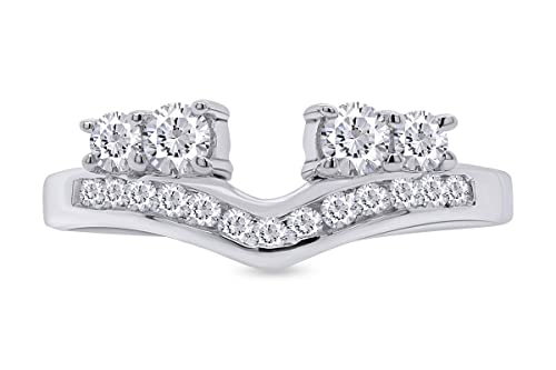 Jewel Zone US White Cubic Zirconia Anniversary Wrap Enhancer Ring in 14k Gold Over Sterling Silver2