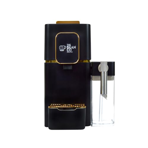 Image of THE BEAN CO Coffee Capsule Machine with a milk tank attachment | Espresso Coffee Maker | 19 Bar Pressure | | Compatible with Nespresso Pods (Black)