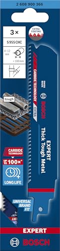 Bosch Professional 3x Expert ‘Thick Tough Metal’ S 955 CHC Säbelsägeblatt (für Zäher Stahl, Gusseisen, Länge 150 mm, Zubehör Säbelsäge) – Ansicht 2