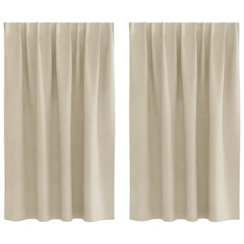 Rideaux occultants velours crème 140x140 cm opaques avec passants isolant thermique salon