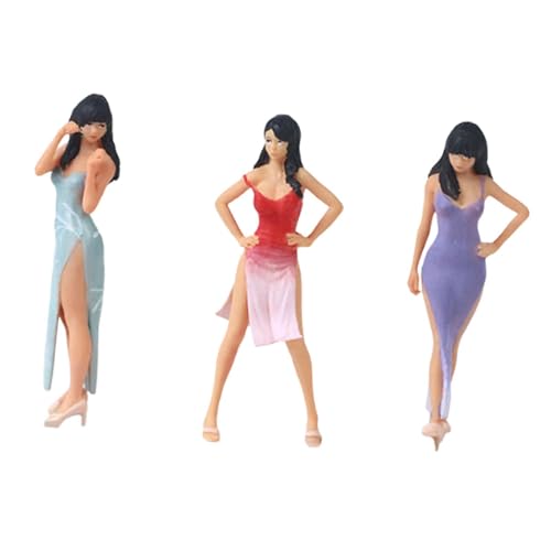 Menolana 3 Pieces 1/64 Scale People Figures Simulation Figurines Resin Props Mini People Models for Diorama Miniature Scene Decoration