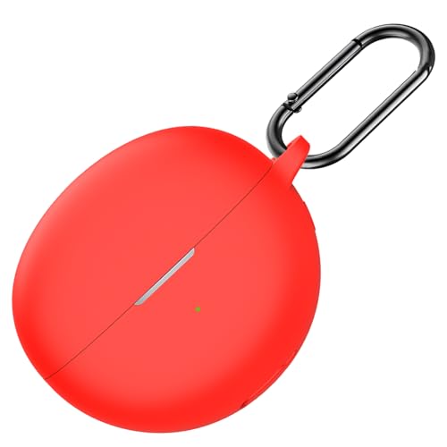 USTIYA Case for Huawei FreeClip Protection Cover Full-Body Soft Silicone with Keychain Headphone Accessories Funda Carcasa (Red)