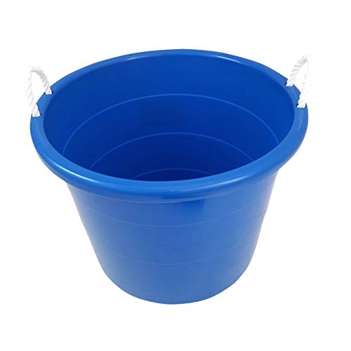 Homz 0402BLU 18 Gallon Plastic Utility Storage Container Bucket Tub with Rope Handles
