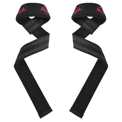 Nander Magic Red Eyes Wrist Straps for Weightlifting,Lifting Straps with Neoprene Cushioned Wrist Padded and Anti-Skid Silicone for Strength Training,Bodybuilding,Deadlifting