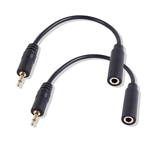 PNGKNYOCN 2.5mm to 3.5mm Short Cable,2 Pack 2.5mm Mono Plug to 3.5mm Mono Jack Adapter Audio Cable for Smartphone Headphone etc(16cm