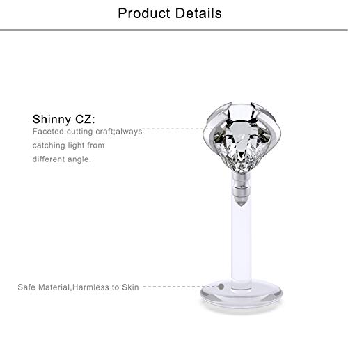 Lcolyoli 32PCS 16G Forward Helix Tragus Cartilage Earring Studs Push Top Labret Monroe Lip Ring Retainer 8MM Barbell Body Piercing Jewelry for Women Men2