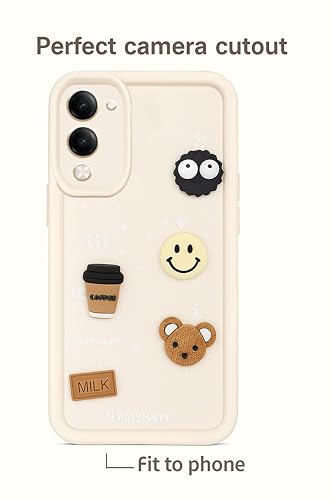 Image of COLORflow Back Cover Compatible with Vivo Y19 5G / Y19e 5G | Cute Fun Cartoon 3D Ball Coffee Silicone Case (White) | Designer Camera and Body Protected Back Cover