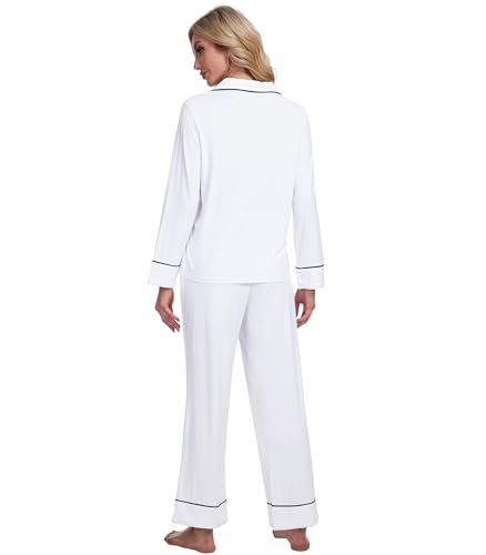 Image of Pajamas Set for Women Soft Knit Button Down Sleepwear 2 Piece Breathable Viscose from Bamboo Pjs S-XXL