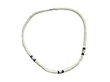  Kette Muschelkette mit Drehverschluss Beach Boy Surf Surfer Beach Strand Meer Weiss - Schwarz - Sand
