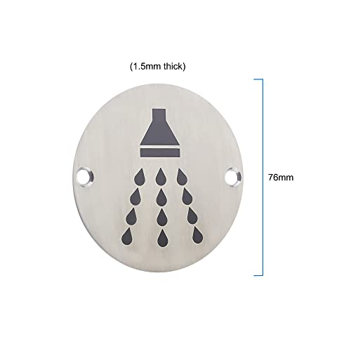 Shower Door Sign For Bathrooms Round Metal Disc Stainless Steel 76 x 1.5mm Pack of 1, 76mm x 76mm x 1mm - Image 3
