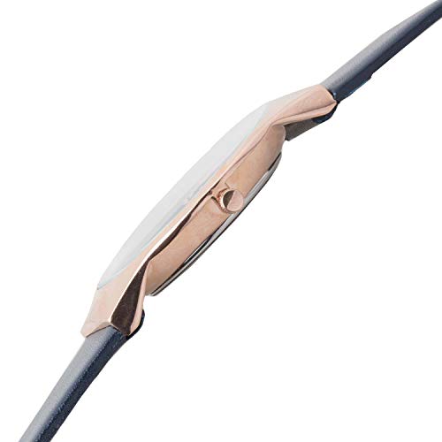 Daniel Steiger Brompton Men's Watch Quartz - Ultra Slim 7Mm Case Design - Rose Gold Plated Stainless Steel - Navy Blue Dial With Seconds Sub-Dial - Blue Leather Band - 30M Water Resistant #TOP1
