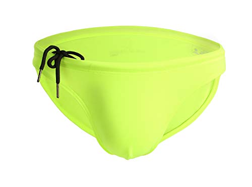 BRAVE PERSON 56 Men's Surf Swim Shorts Beach Briefs, Fashion Bikini Sexy Low Waist (XL / 32-37, Fluorescent Yellow)
