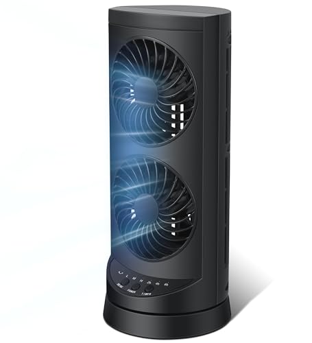Personal Tower Cooling Fans that Blow Cold Air, Standing Small Desk Fan with 3 Speeds & Timer, 60°...